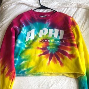 Tye Dye Alpha Phi Crop Sweatshirt